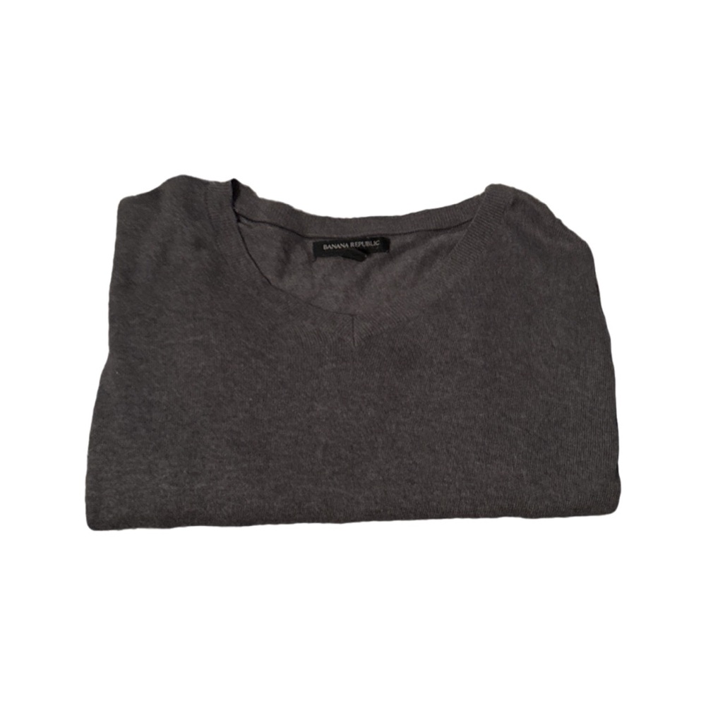 Banana Republic Men's V-Neck Sweater, Charcoal Gray, Large, EUC
